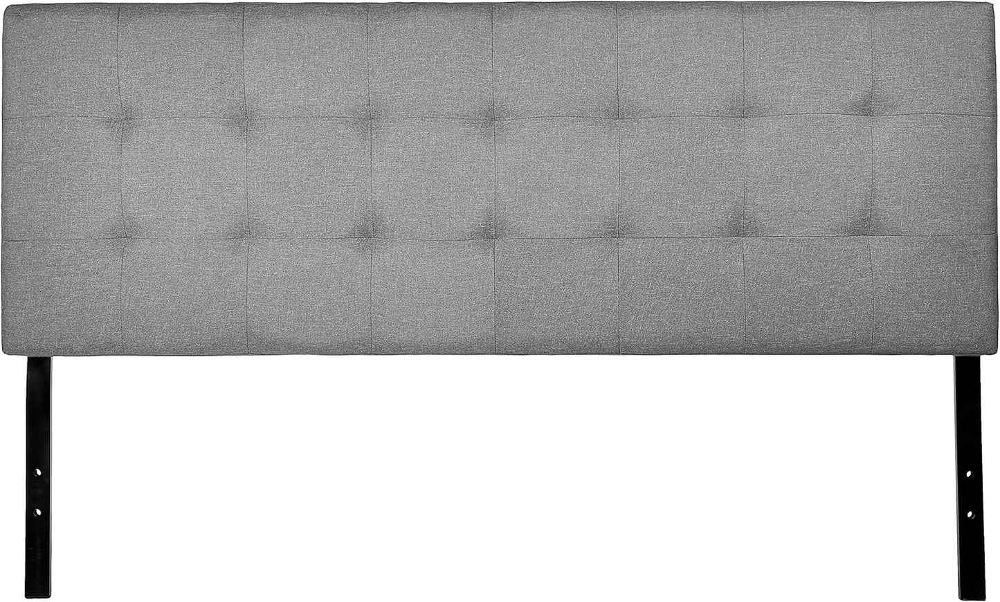 Faux Linen Upholstered Tufted Headboard with Adjustable Height, King, Gray