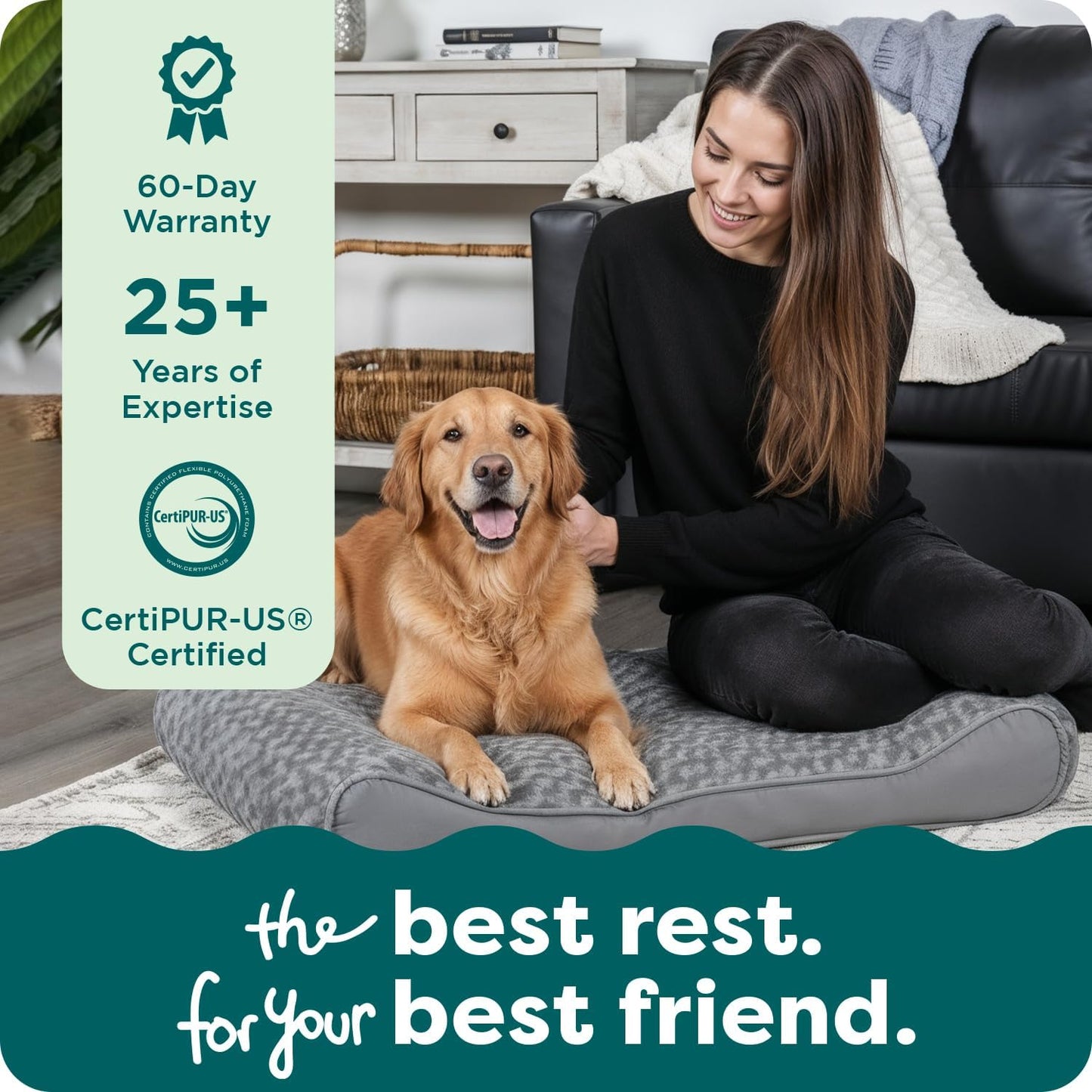 Orthopedic Dog Bed for Large Dogs, Luxe Lounger Contour Mattress with Solid Orthopedic Foam Slab for Joint Support, Removable Washable Cover, Jumbo XL, Plush Suede, Gray