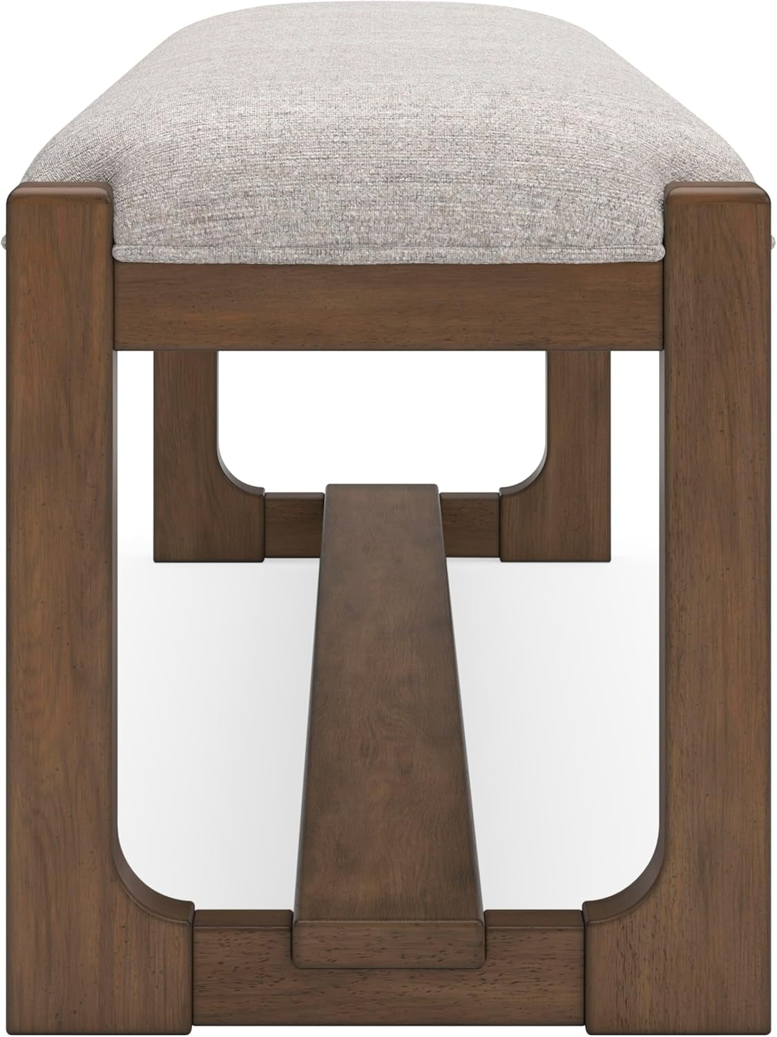 Cabalynn Farmhouse Upholstered 63" Dining Bench, Beige & Light Brown