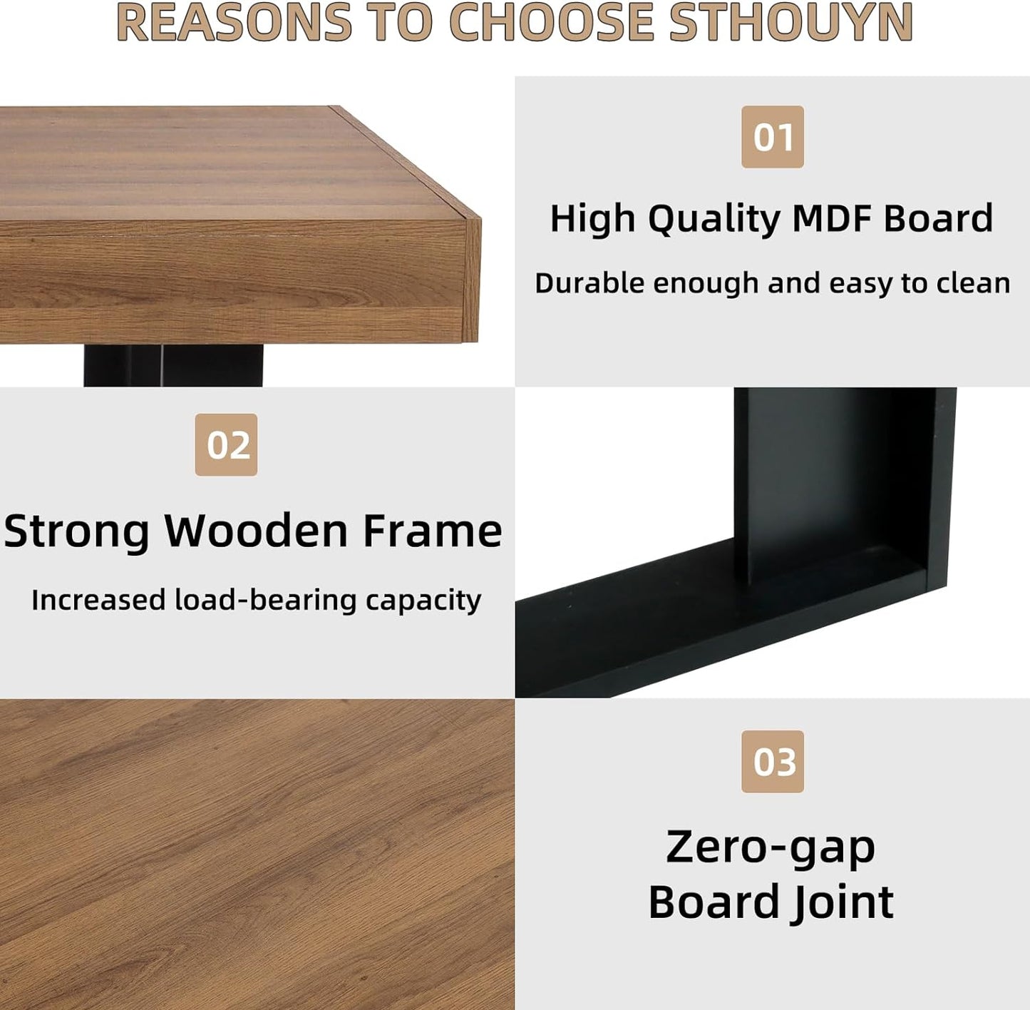 63”-79” Extendable Dining Room Table, Modern Farmhouse Wooden Kitchen Table, Long Expandable Dining Table for 6 8 10, Large Expanding Tables Conference Tables (Walnut Brown)