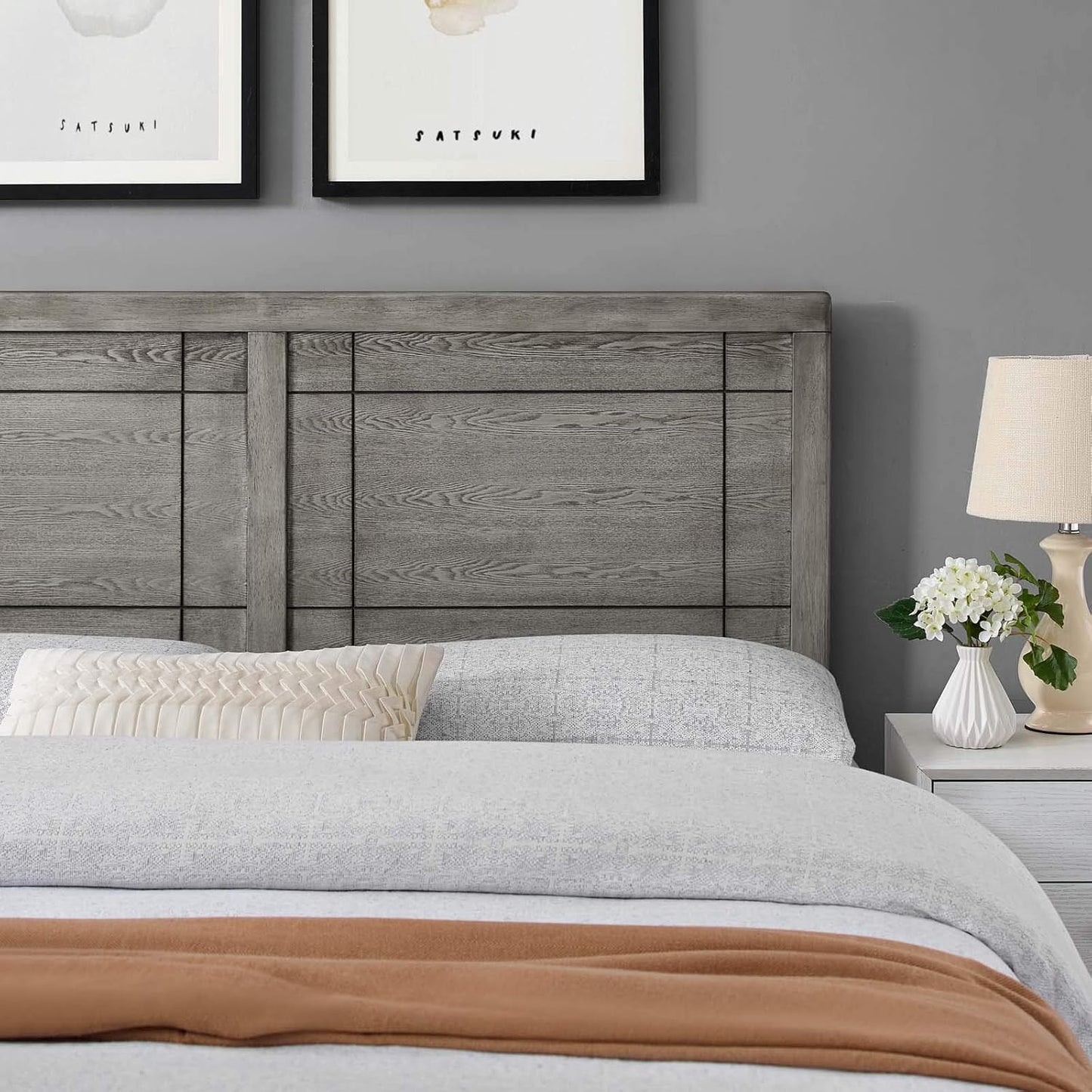 MOD-6221-GRY Archie Full Wood Headboard, Gray