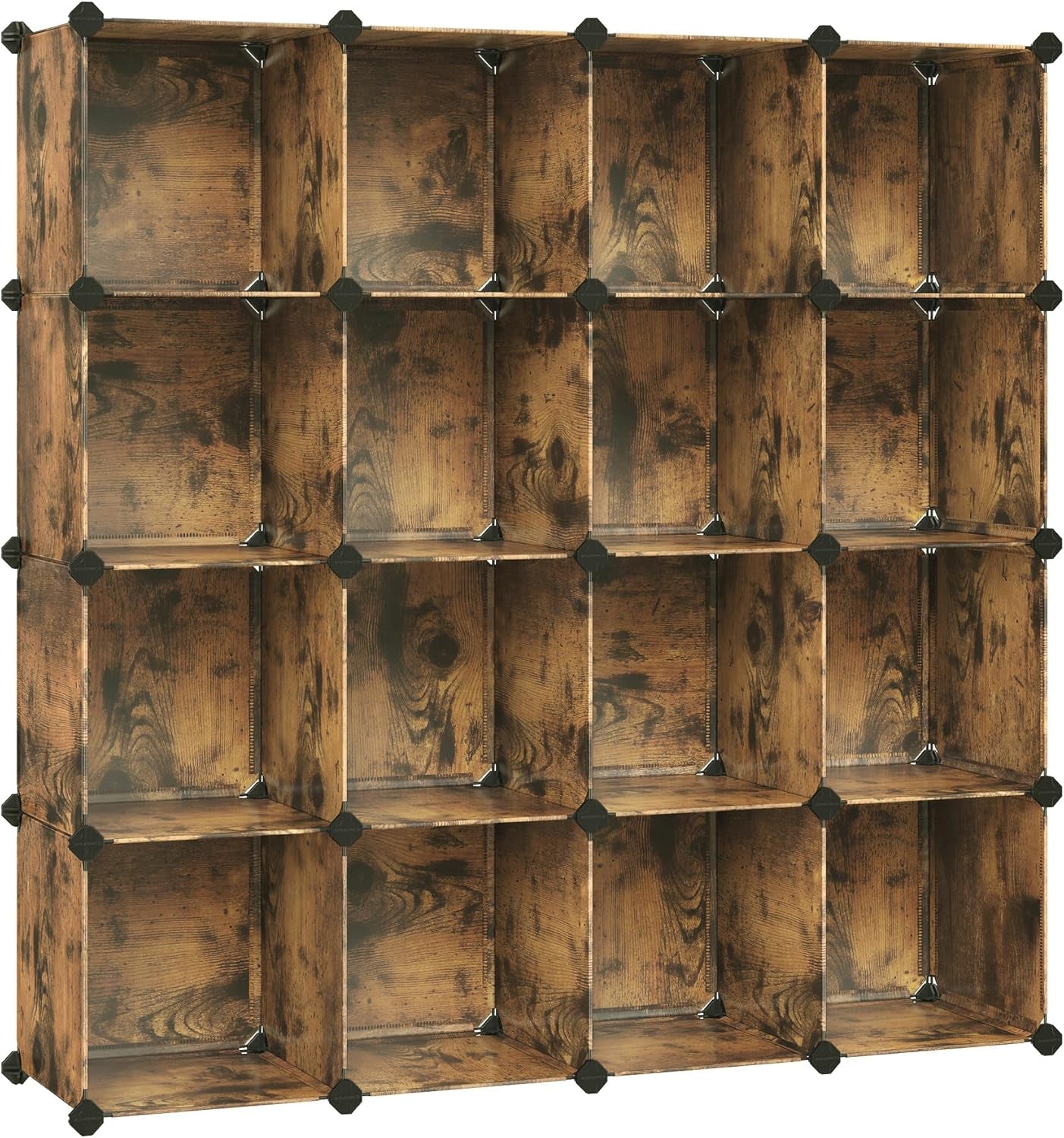 Cube Storage Organizer, Set of 16 Plastic Cubes, Book Shelf, Closet Organizers and Storage, Room Organization, Bedroom Living Room, 12.2 X 48.4 X 48.4 Inches, White ULPC44L