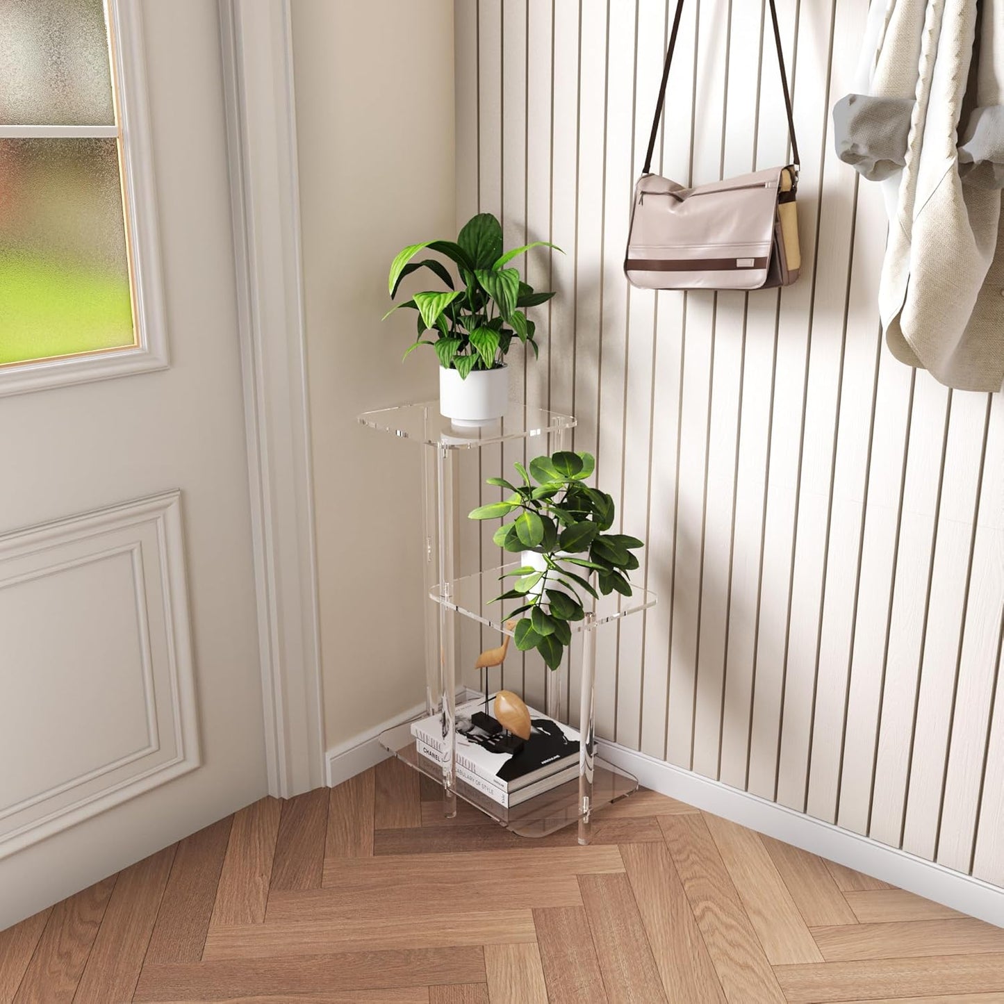 Clear acrylic 3 tier square step end table, view 7