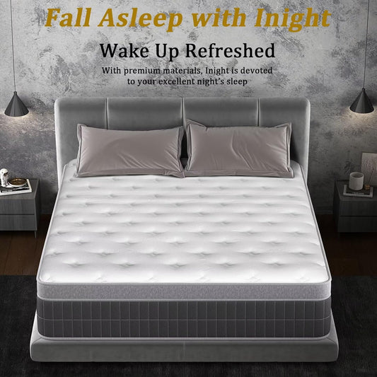 Twin Mattress 12 Inch, Individual Wrapped Pocket Springs Zoned Hybrid Mattress with Gel Memory Foam, Ergonomic Pressure Relief, Enhanced Edge Support, Breathable Comfort Night, 365-Night Trial