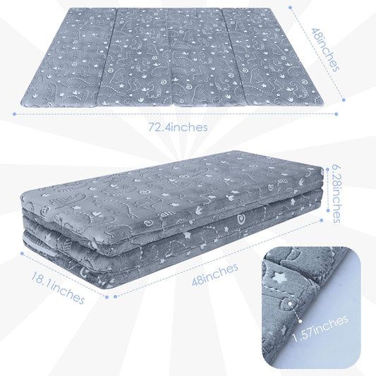 Kids Floor Futon Mattress, Play Mat Muscle Mat Large 6X4 FT, Thicken Foam Tatami Sleeping Pad for Playroom, Foldable Sleeping Crawling Pad for Children’S Play Area