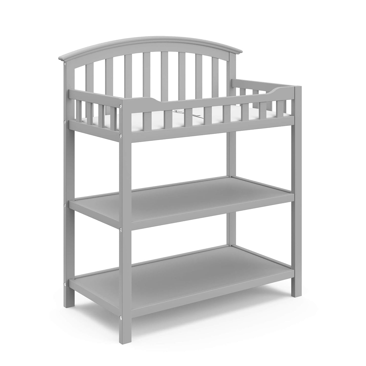 Graco Changing Table with Water-Resistant Changing Pad (Pebble Gray) – GREENGUARD Gold Certified, Multi Storage Nursery Changing Table for Infants and Babies
