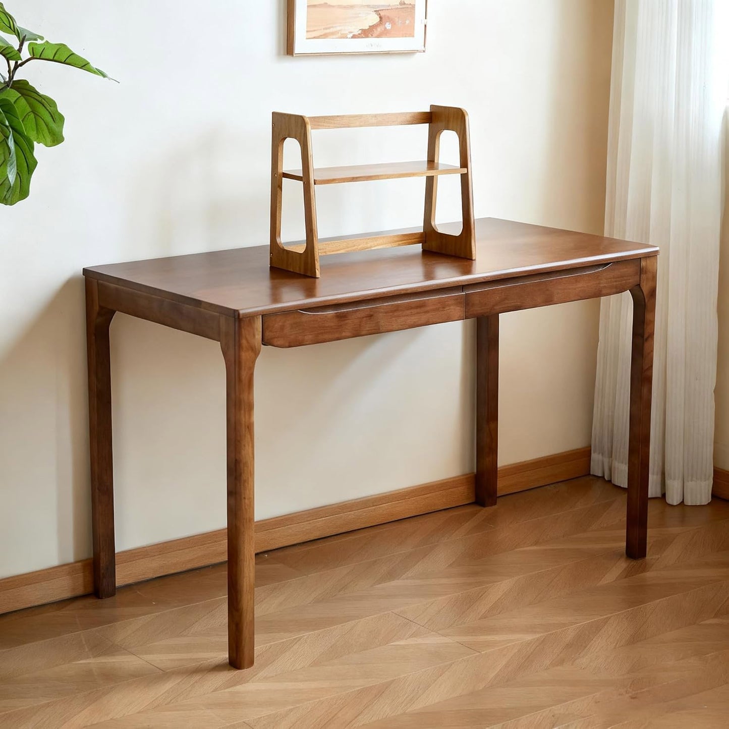 Walnut solid wood writing desk with drawers, view 5