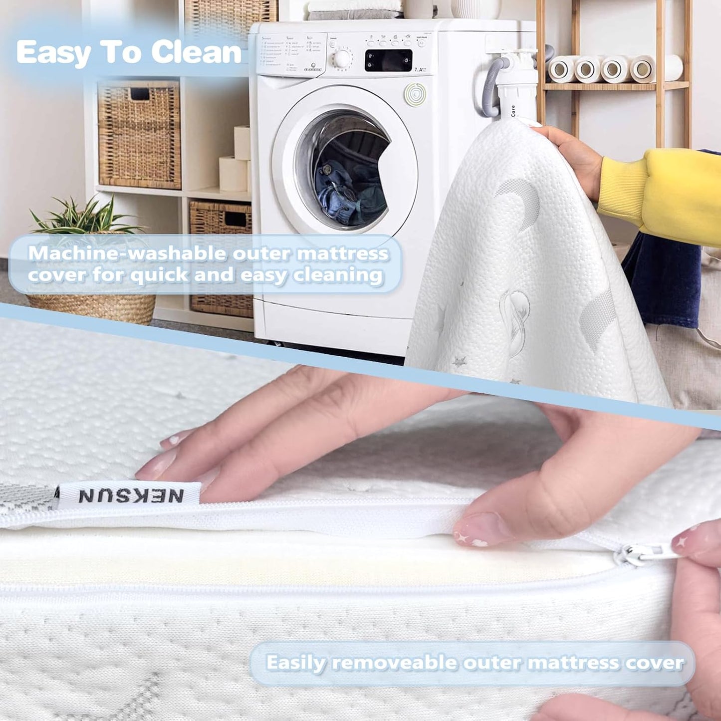 Tri-Fold Pack and Play Mattress, 38X26 Memory Foam & High Density Foam Baby Mattress for Pack N Play, Foldable Travel Pack N Play Mattresses Pad for Baby and Toddlers, Breathable & Washable