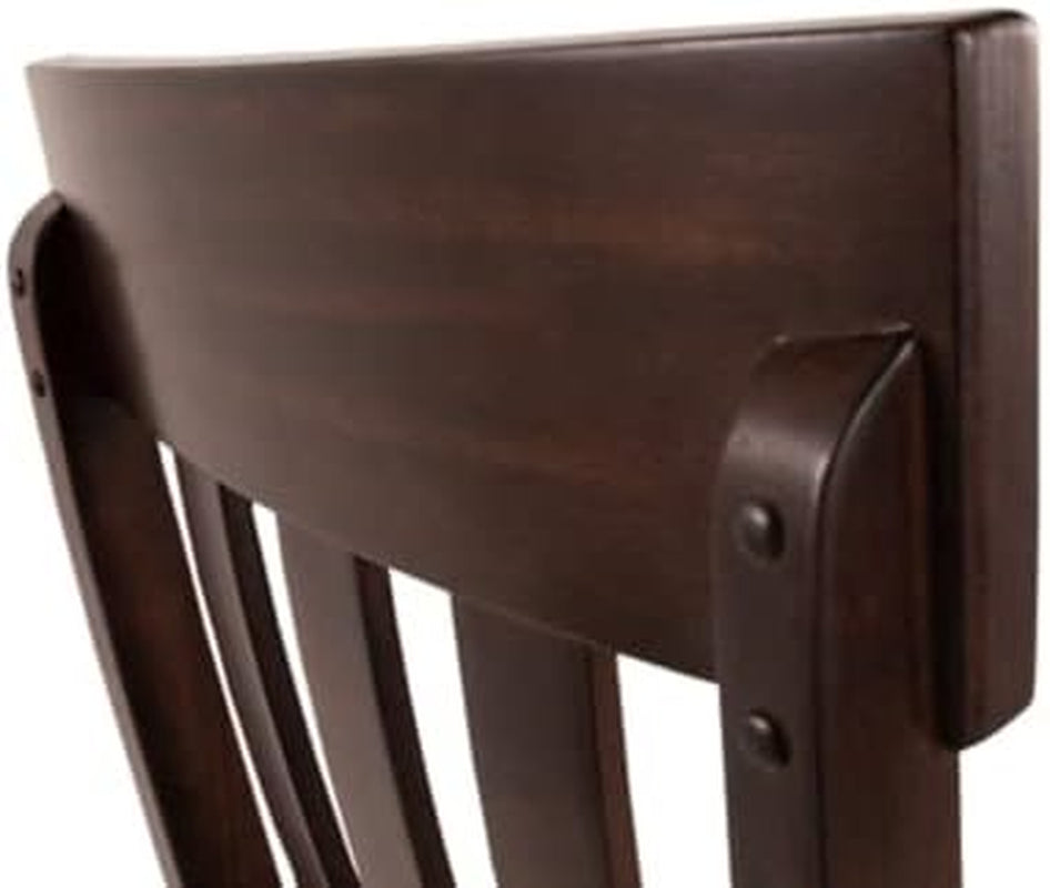 Haddigan Faux Leather Cushioned Rake Back Dining Chair, 2 Count, Dark Brown