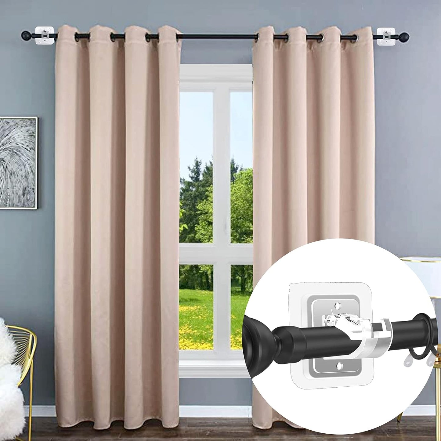 Self Adhesive No Drill Adjustable Curtain Rod Holder Hooks Brackets, Nail Free, No Drilling Hangers for Bathroom, Kitchen, Home, Bathroom and Hotel, Transparent, 8PCS
