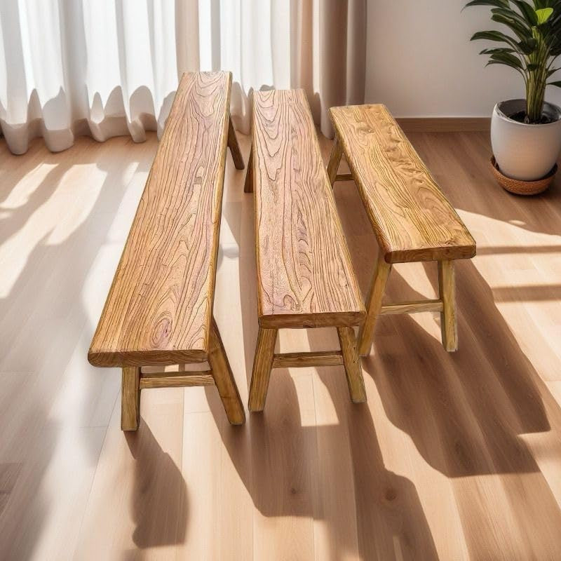 Wood Bench Indoor Farmhouse Narrow Entryway Bench, Skinny Long Bench for End of Bed, Benches for Entry, Kitchen, Dining Room,Hallway 31Inch