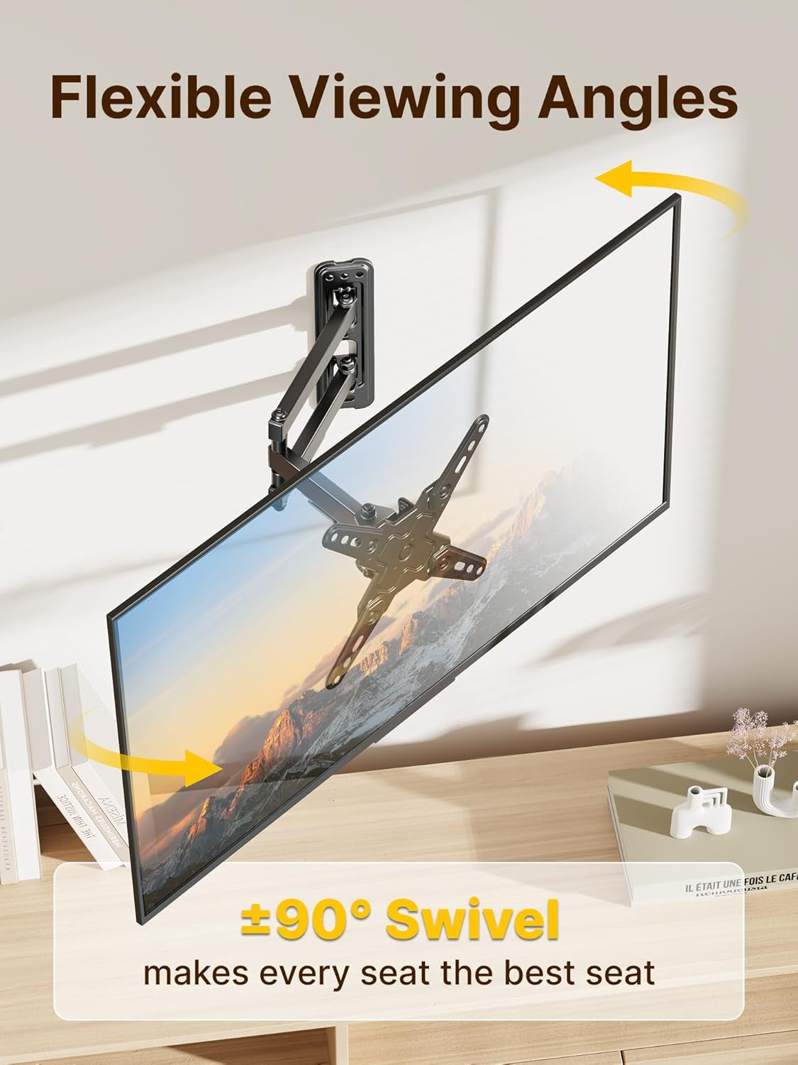 Full Motion TV Wall Mount Bracket for Most 13-43 Inch LED LCD Flat Screen Tvs & Monitors, Swivel Tilt Extension Rotation with Articulating Arms, TV Mount Max VESA 200X200Mm, up to 44Lbs