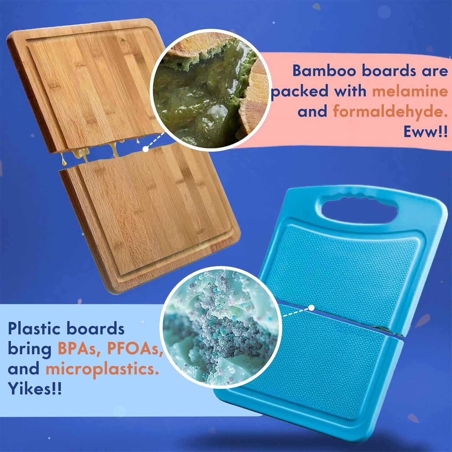 Non Toxic Cutting Boards - Cutting Board Set Free of Mineral Oil, Made of FSC Acacia Wood - Cutting Boards for Kitchen - Includes 3 Chopping Boards. by