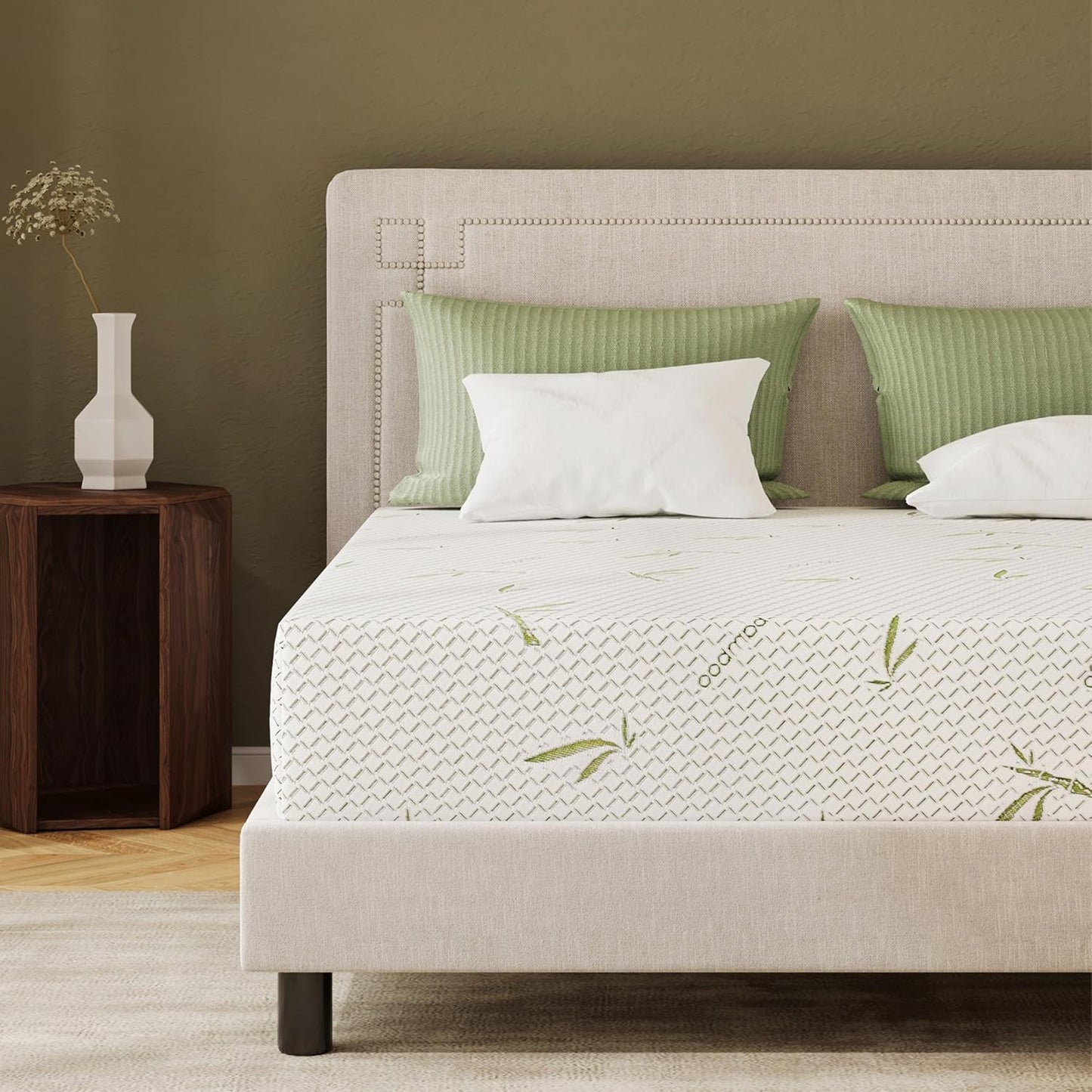 8 Inch Full Size Mattress, Cooling Green Tea Gel Memory Foam for Pressure Relief, Medium Firm Support, Fiberglass Free, Bed in a Box, Certipur-Us Certified