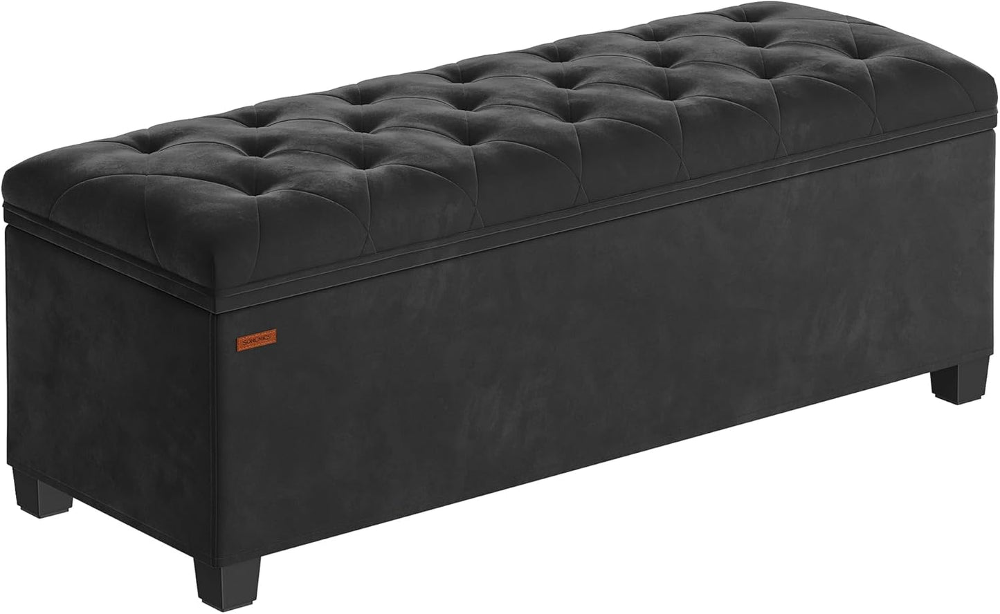 Velvet Storage Ottoman Bench, Foot Rest with Legs, 15.7 X 43 X 15.7 Inches, End of Bed Bench, Storage Chest, Load up to 660 Lb, for Living Room, Bedroom, Entryway, Jelly Pink ULSF089R01