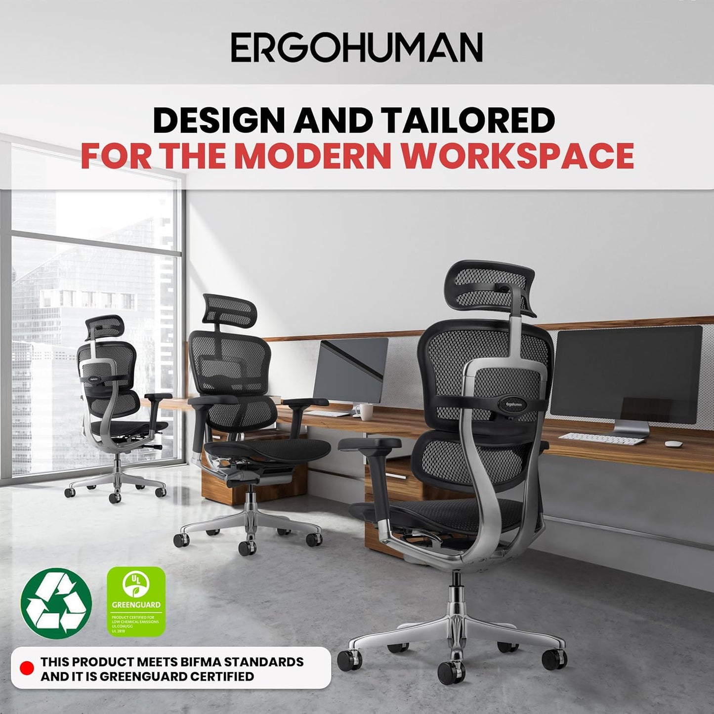 Eurotech ME7ERG GEN2 High Back Mesh Office, Computer, or Gaming Chair W/Tilt Tension Control & Lock, Back Angle/Height, Swivel Arms, Seat Height,/Depth, and Arm Height Adjustments, Black