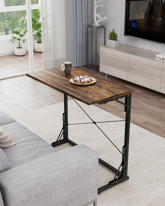 31.5" Folding Desk, Foldable TV Tray Table for Eating on Couch, Extra Large TV Dinner Trays, Portable Fold Computer Writing Desk Table for Home Office, Rustic Brown
