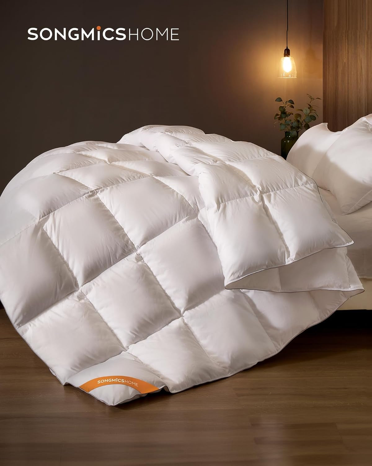 HOME down Comforter, Soft down Duvet, King Size Duvet Insert, Feather Comforter with Corner Loops, 65 Oz Filling, for All Seasons, Winter, Hotel, 106 X 90 Inches, Cloud White UTDC042W01