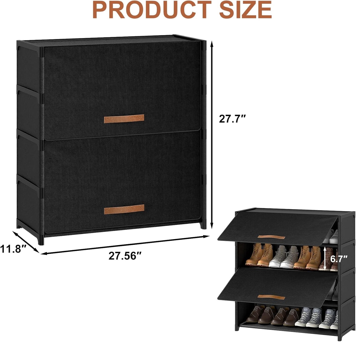 Shoe Rack, 5 Tier Shoe Storage Cabinet with Door 20 Pair Plastic Shoe Shelves Organizer for Closet, Entryway, Hallway, Bedroom, Black