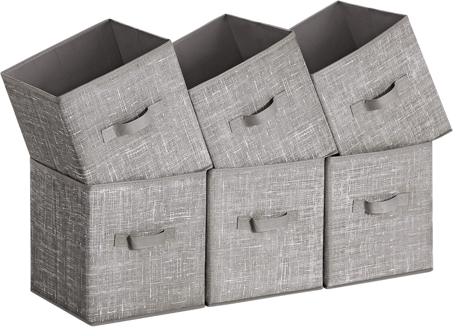 Storage Cubes, 13-Inch Non-Woven Fabric Bins with Double Handles, Set of 6, Closet Organizers for Shelves, Foldable, for Clothes, Cattail Gray UROB033G01