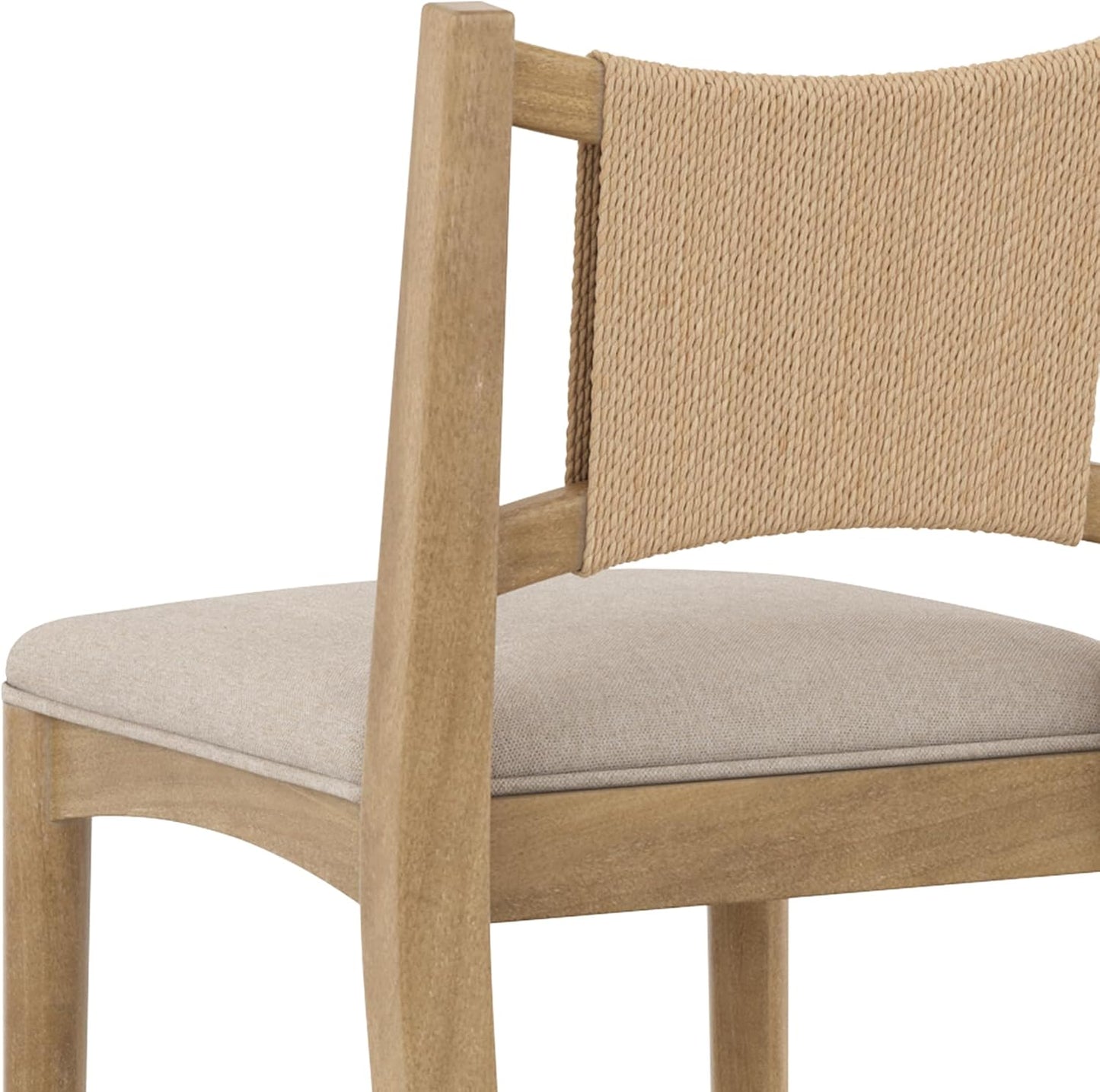 Elodia Boho Counter Height Bar Stool with Back, Woven Seagrass Backrest and Solid Wood Frame, Light Brown