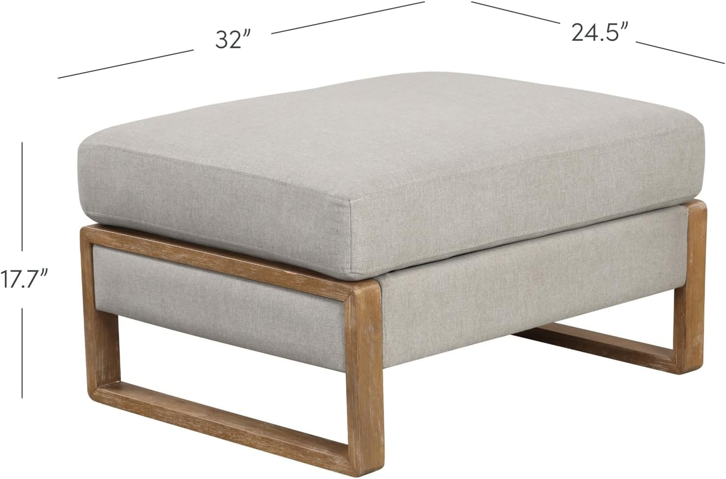 Madison Modern Ottoman Coffee Table with Storage, Upholstered Ottoman with Solid Wood Legs, Sand/Light Brown
