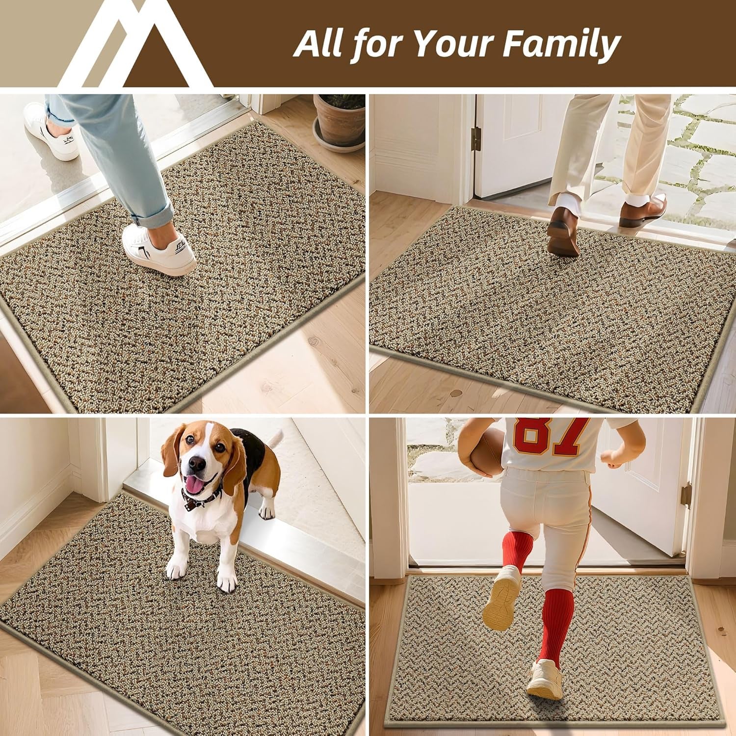 -Door-Mat 20" X 32" Non Slip Absorbent Entryway Rugs Dirt Trapper Doormats Washable Entrance Mats Low Pile Welcome Floor Mat for Front Back Door and Entry Mats,Taupe