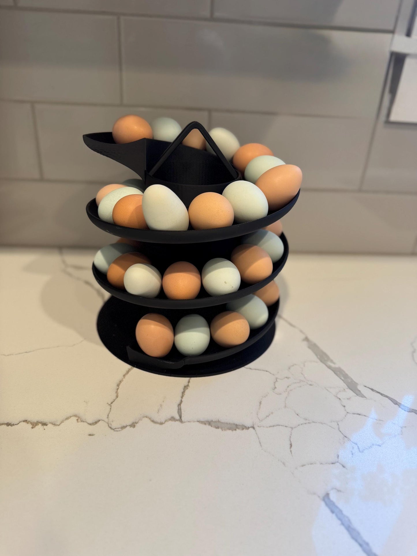 3D Printed Egg Spiral Storage – Handmade in California by 6-Year-Old Maker Carter | Farmhouse Kitchen Egg Holder