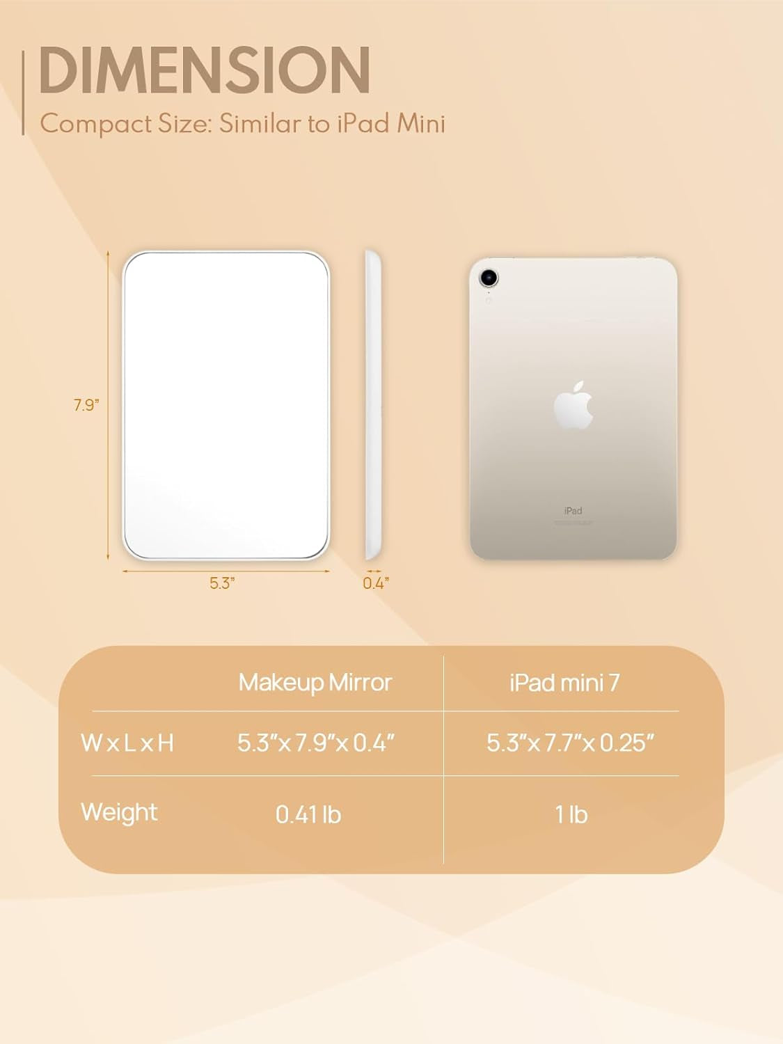 8X5-Inch Magnetic Locker Mirror, Small Makeup Mirror for Desk and School Locker, with Strong Magnets, Foldable Wall Mount & Hanging Hole for Bathroom,White