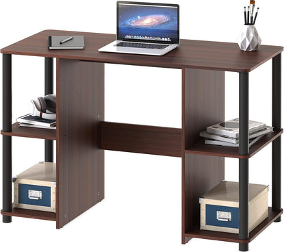 38-Inch Home Office Wood Desk with Double Sided Shelves, Cherry