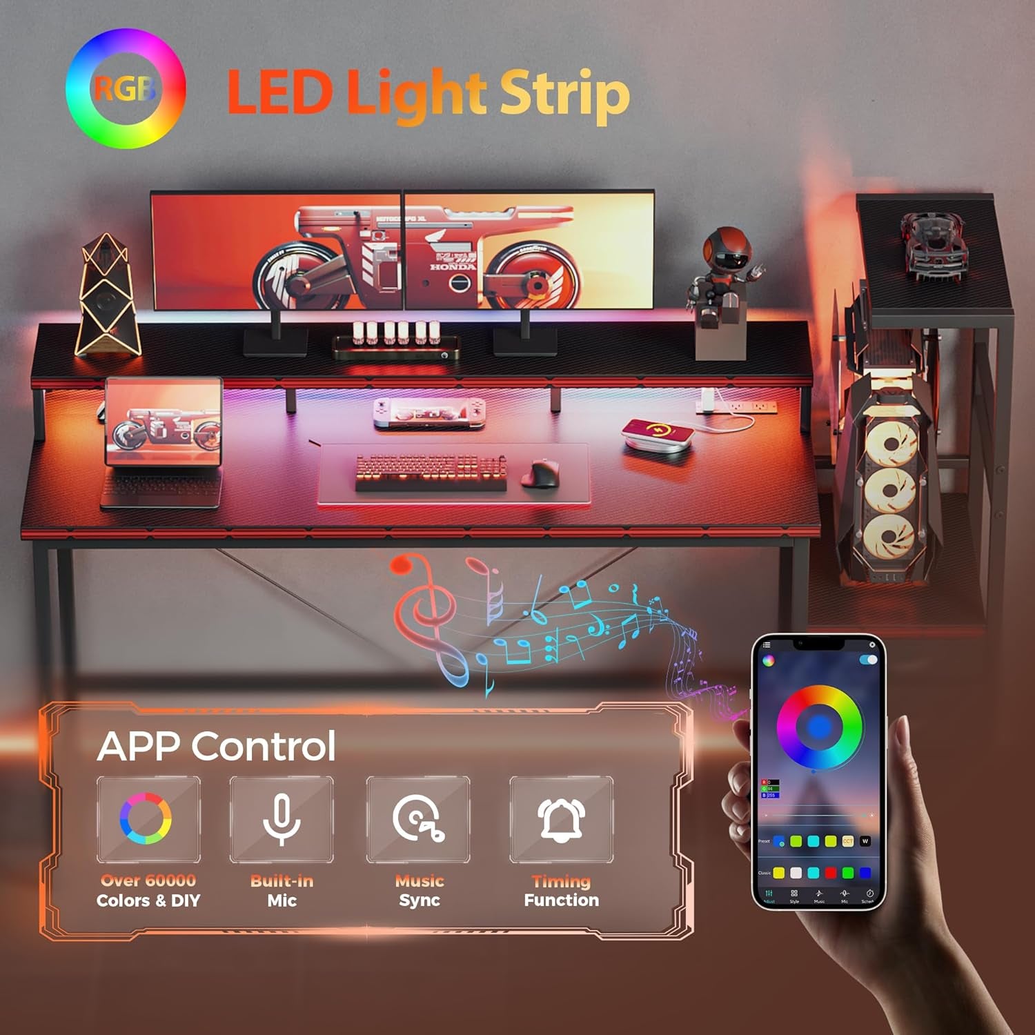 Small L Shaped Computer Desk with Power Outlets, Gaming Desk for Small Spaces, Corner Desk with Reversible Storage Shelves, Study Writing Table for Home Office (Socket, Black, 40 Inch)