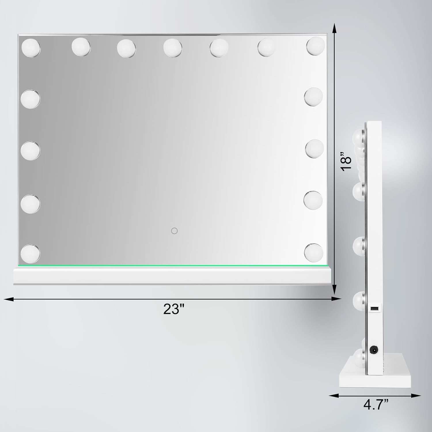 Hollywood Vanity Mirror with Lights, 23"X18" Lighted Makeup Mirror for Desk/Wall Mount with 15 Led Bulbs, 3 Lighting Modes for College Dorm, Bedroom & Dressing Room (White)