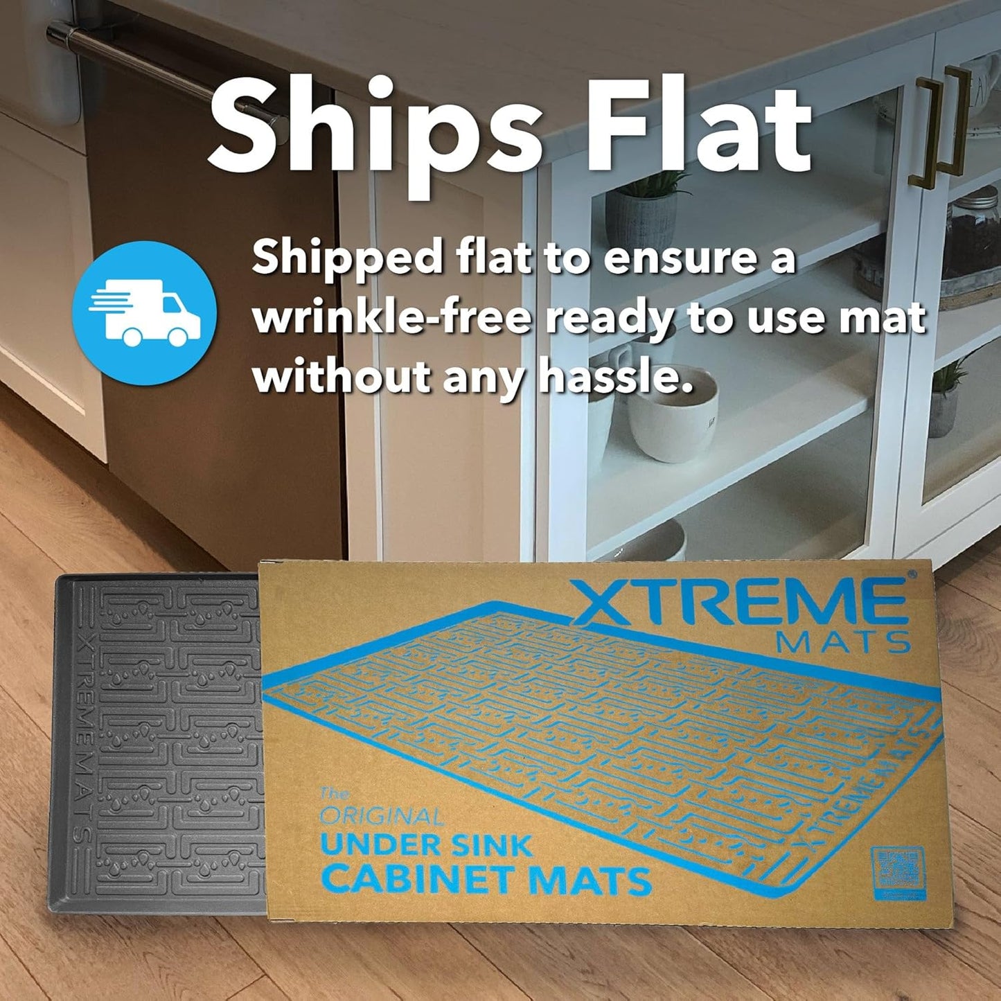Waterproof Undersink Mat (Beige 28" 1/4 X 19 1/4) Cabinet Base Liner for Bathroom Vanity Cabinets Catches Leaks Prevents Damage Flexible Driptray