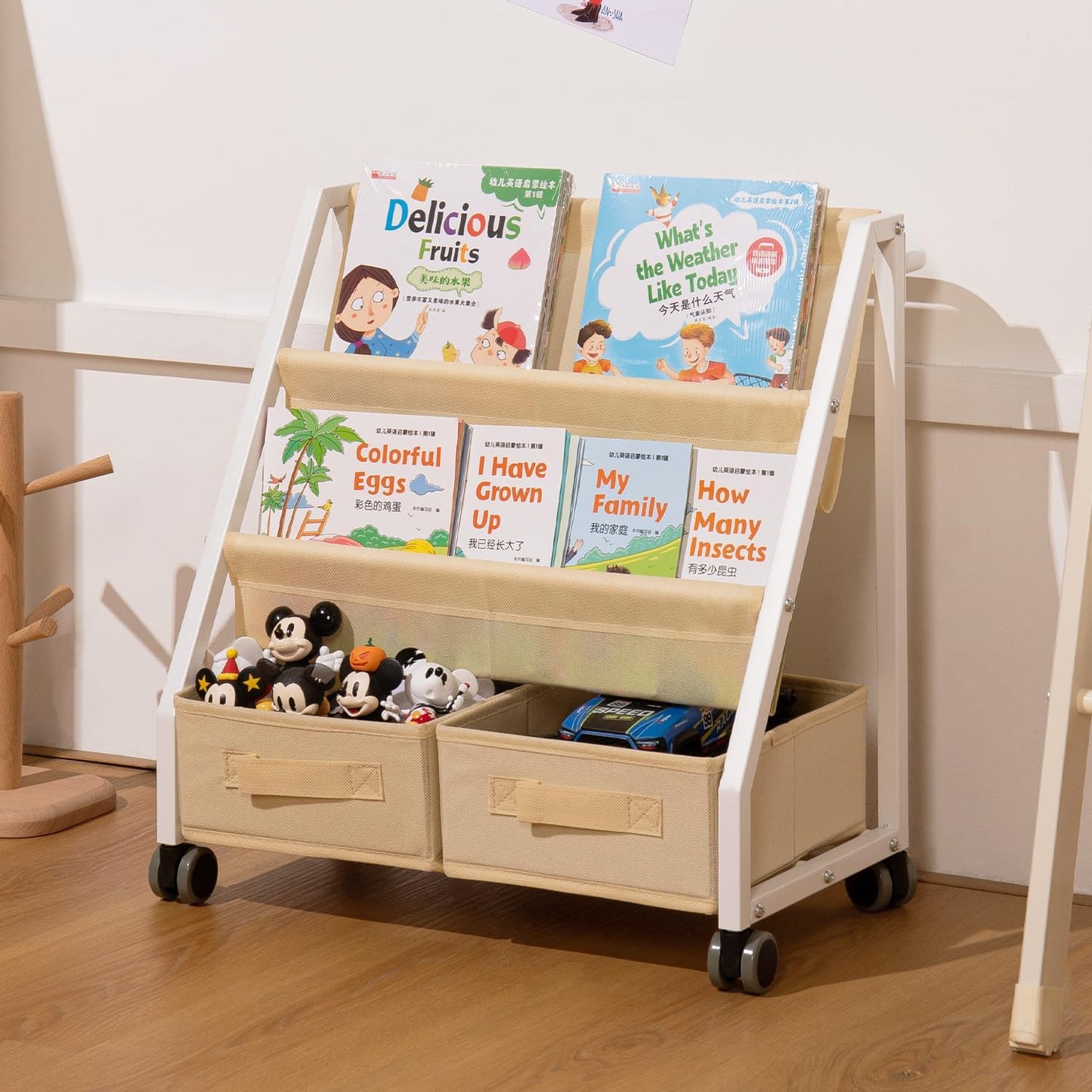 Kids Bookshelf Toy Storage - Children'S Book Shelf for Kids Rooms, Toddler Bookshelf Baby Bookcase for Nursery, Montessori Toy Organizer