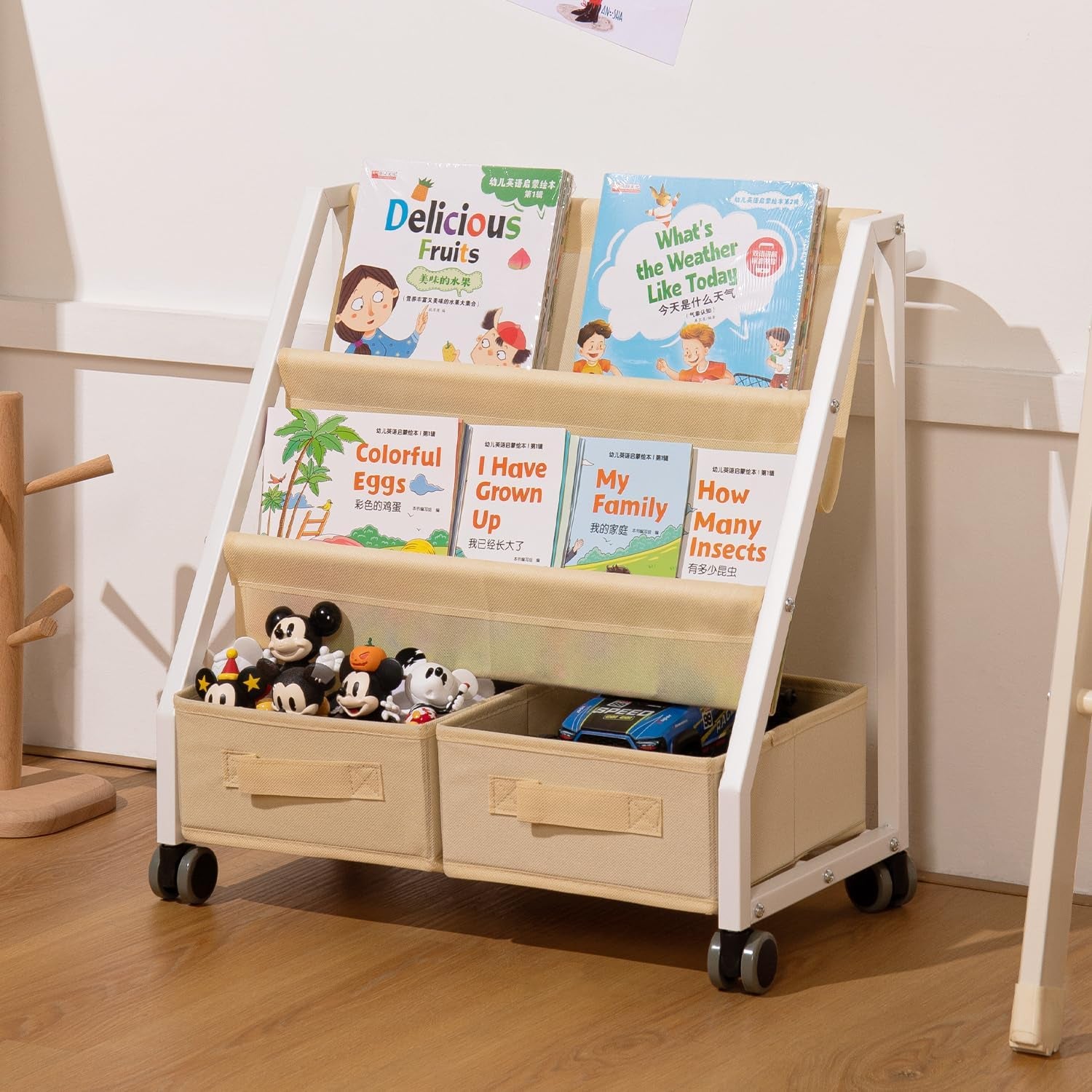 Kids Bookshelf Toy Storage - Children'S Book Shelf for Kids Rooms, Toddler Bookshelf Baby Bookcase for Nursery, Montessori Toy Organizer