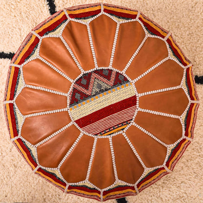 Bohemian Unstuffed Moroccan Pouf Ottoman, round Ottoman Foot Rest, Handmade Bean Bag with Large Storage - Cover Floor Chair for Living Room, Bedroom - Ideal as Wedding Gifts