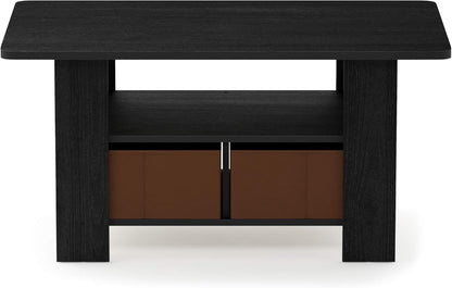 Andrey Coffee Table with Bin Drawer, Americano/Medium Brown, Small Non-Lift Top
