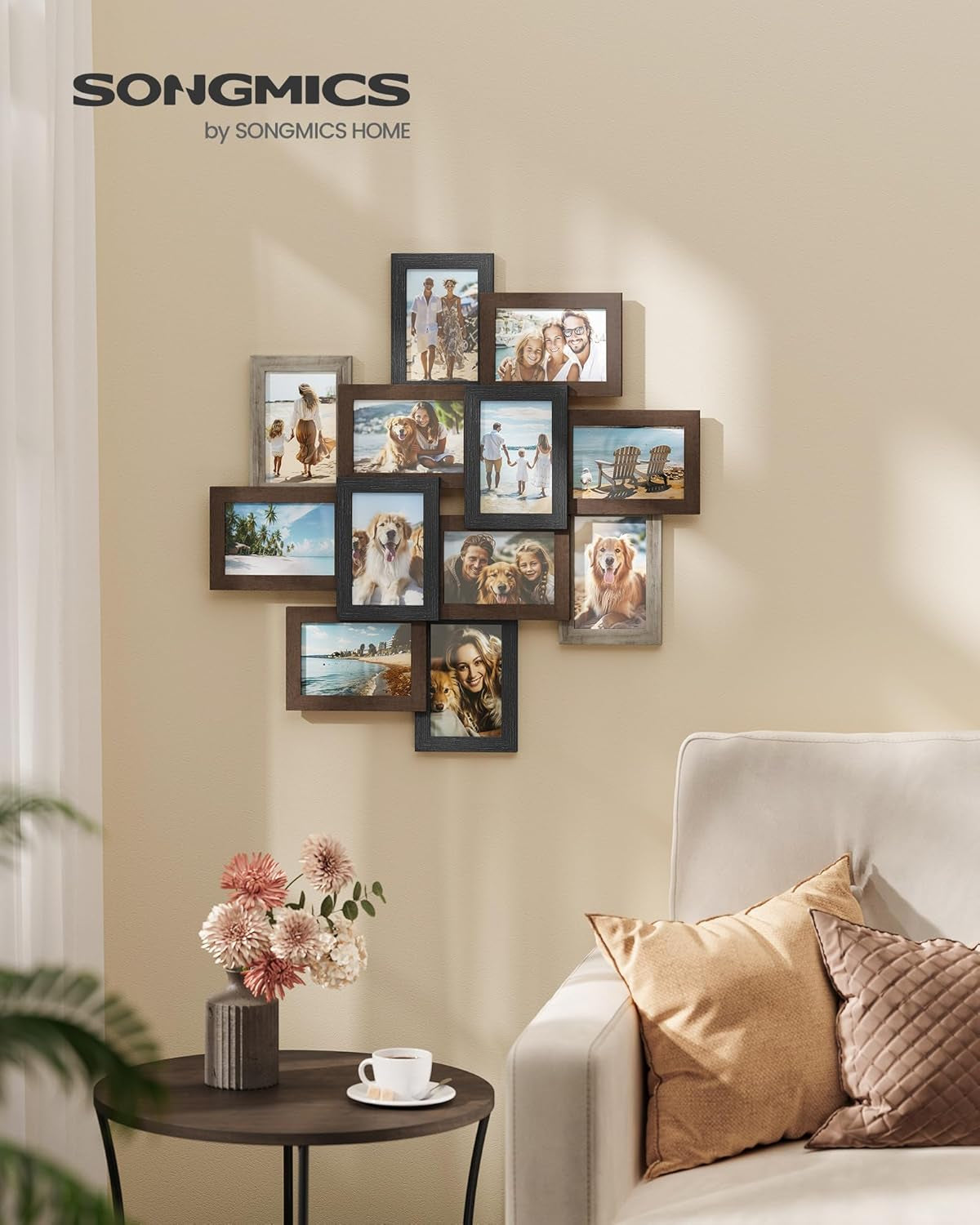 4X6 Collage Picture Frames, 10-Pack Photo Collage Frame for Wall Decor, Glass Front, Assembly Required, Rustic Brown URPF020X02