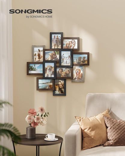 4X6 Collage Picture Frames, 10-Pack Photo Collage Frame for Wall Decor, Glass Front, Assembly Required, Rustic Brown URPF020X02
