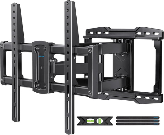 UL Listed Full Motion TV Wall Mount Bracket for Most 37-90 Inch Tvs, Swivel Tilt Extension Level TV Mount, Max VESA 600X400Mm, Holds up to 132Lbs & 16" Wood Studs with Hole Drilling Template