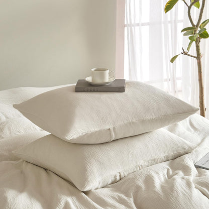 Muslin Pillowcases King Size 100% Cotton, 2 Pack Linen like Pillow Shams with Envelope Closure, Ultral Soft and Breathable Pillow Case Covers, White, 20" X 36", No Filling