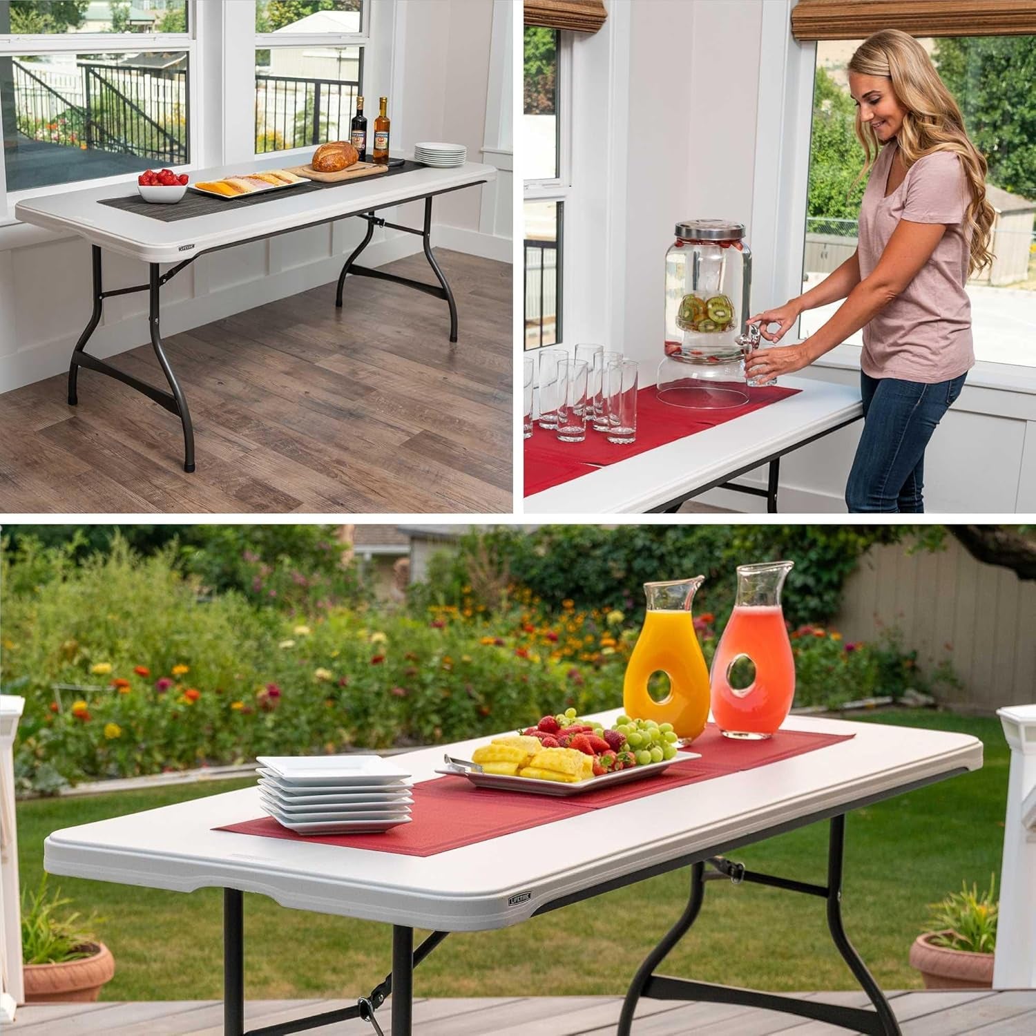 6-Foot Nesting Folding Table, Commercial, Almond