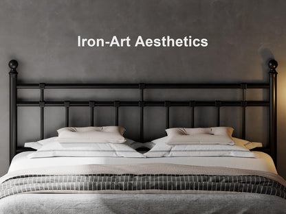 King Size Metal Platform Bed Frame with Victorian Classic Iron-Art Headboard & Footboard, Steel Slats Support, 12" under Bed Storage, No Box Spring Needed, Easy Assembly, Noise-Free, Black