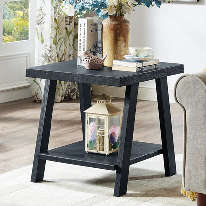 Athens Contemporary 3-Piece Wood Shelf Coffee Table Set , Black