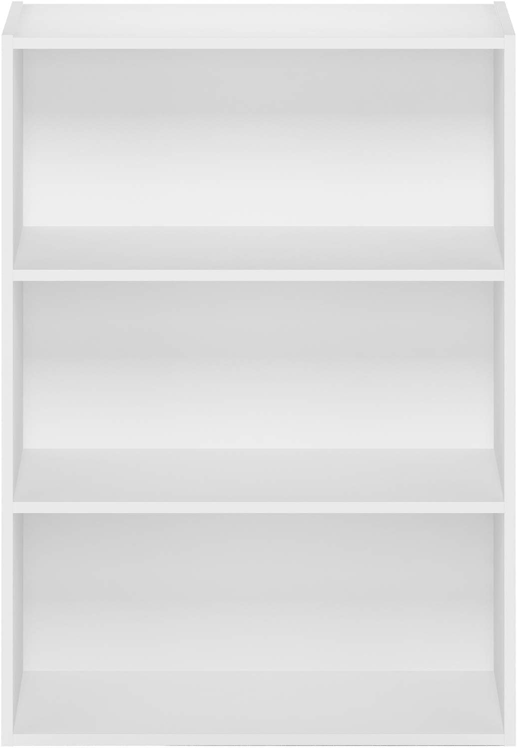 Pasir 3-Tier Open Shelf Bookcase, Plain White