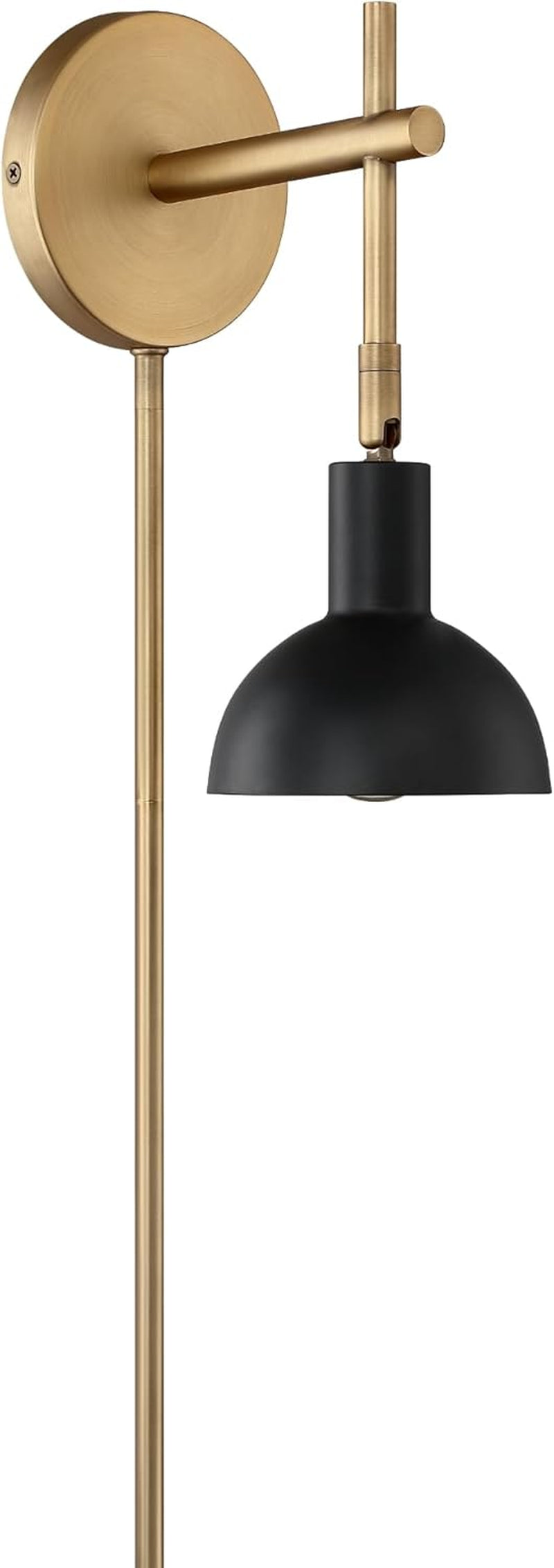 Tamlin Wall Light Fixture, Wall Mounted 1-Light Lamp, Plugin Sconce with On/Off Switch for Living Room, Reading Nook or Bedroom, Vintage Brass/Matte Black
