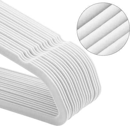 Slim Velvet Hangers, Non-Slip Clothes Hangers with Rose Gold Swivel Hooks, Space-Saving, for Closet, 50 Pack, White UCRF026W03