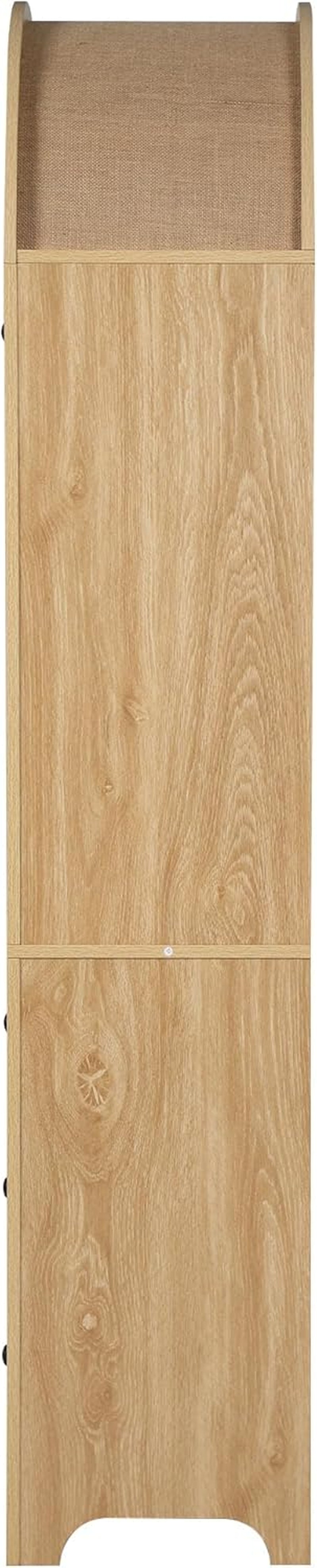 71” Tall Arched Storage Cabinet with Drawer,Farmhouse Arched Bookcase with Door,Freestanding Arch Tall Pantry with Countertop for Kitchen Living Room (Natrual, 71Inch)