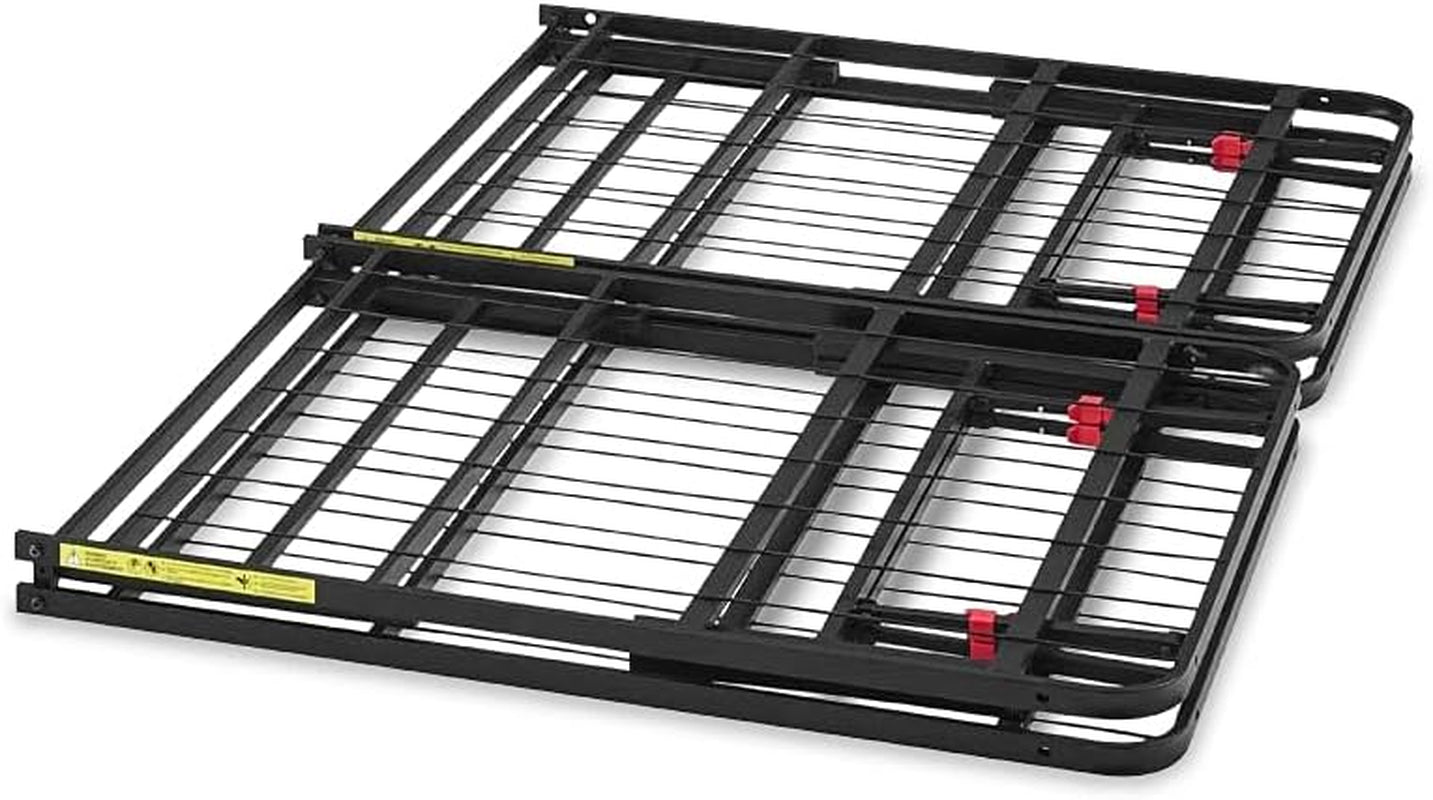 Bed Frame with Storage, Foldable Metal Platform, Sturdy Steel, No Box Spring Needed, 14-Inch High, Tool-Free Setup, Queen Size, Black