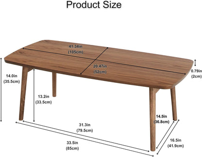 Folding Legs Table W41.3 X D20.5 X H14.0 Inches Natural Walnut and Rubber Wood Material Home and Living Coffee Table Walnut Wood Color TAC-229WAL